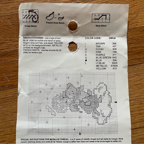 Ornament Cross Stitch Kit with Lace Angel With Teddy Vintage - Picture 3 of 11